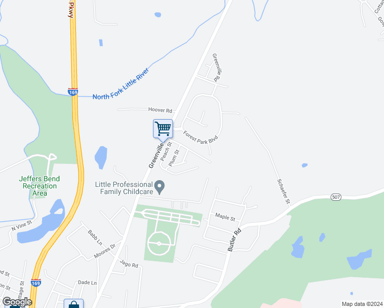 map of restaurants, bars, coffee shops, grocery stores, and more near 37 Locust Street in Hopkinsville