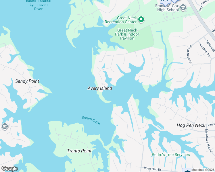 map of restaurants, bars, coffee shops, grocery stores, and more near 1416 Blue Heron Road in Virginia Beach