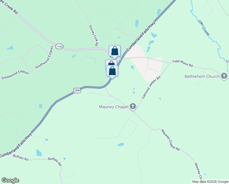 map of restaurants, bars, coffee shops, grocery stores, and more near 7335 Cumberland Falls Highway in Corbin