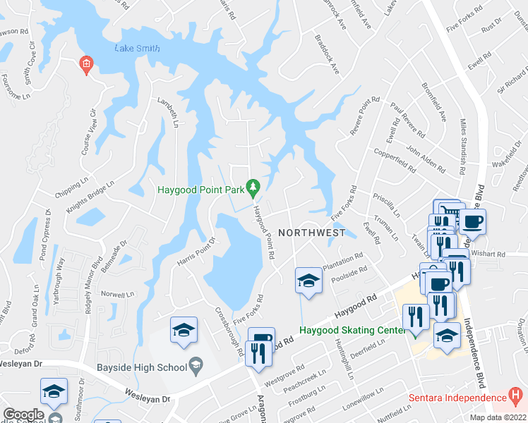 map of restaurants, bars, coffee shops, grocery stores, and more near 4728 Little John Road in Virginia Beach