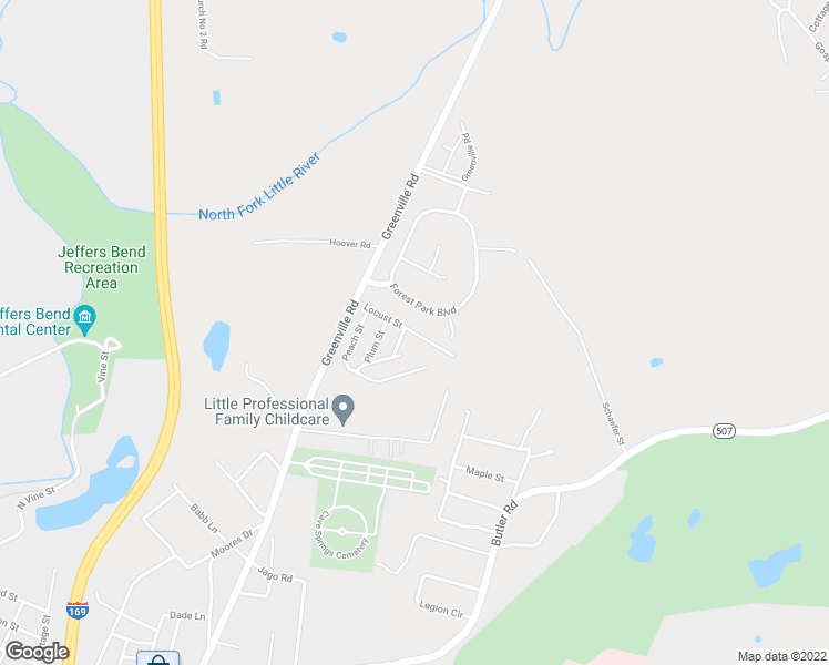 map of restaurants, bars, coffee shops, grocery stores, and more near 42 Locust Street in Hopkinsville
