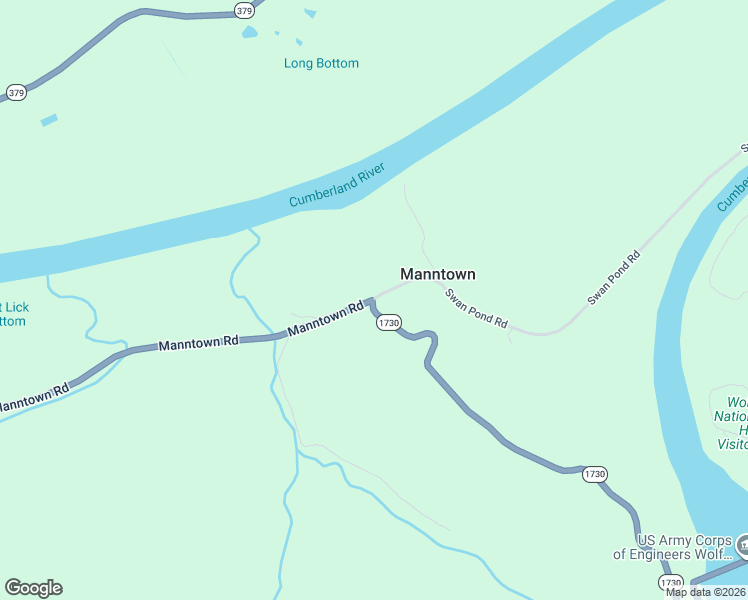 map of restaurants, bars, coffee shops, grocery stores, and more near Manntown Road in Jamestown