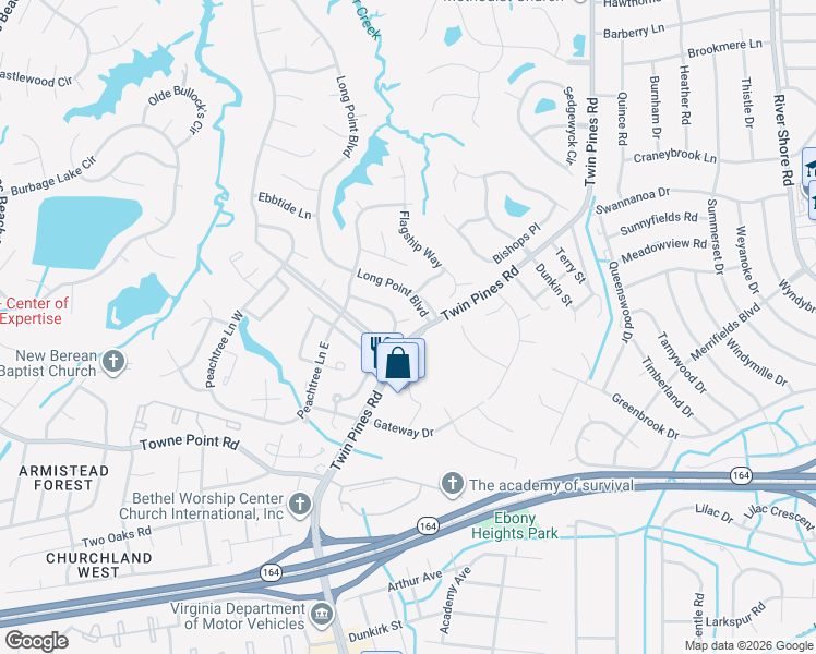 map of restaurants, bars, coffee shops, grocery stores, and more near 3 Reef Court in Portsmouth