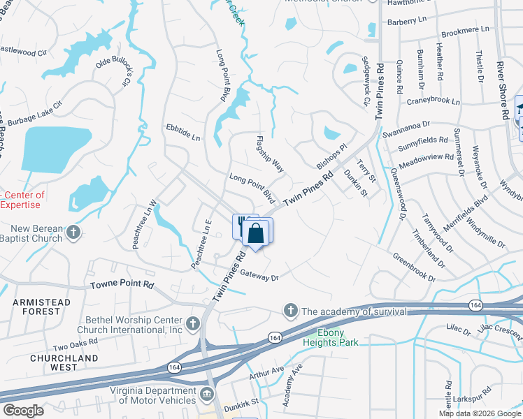 map of restaurants, bars, coffee shops, grocery stores, and more near 3 Reef Court in Portsmouth