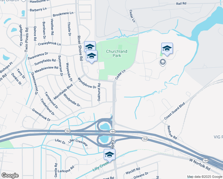 map of restaurants, bars, coffee shops, grocery stores, and more near 4020 Cedar Lane in Portsmouth
