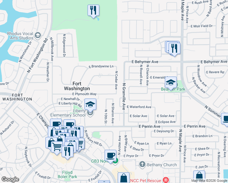 map of restaurants, bars, coffee shops, grocery stores, and more near 9739 North Cedar Avenue in Fresno