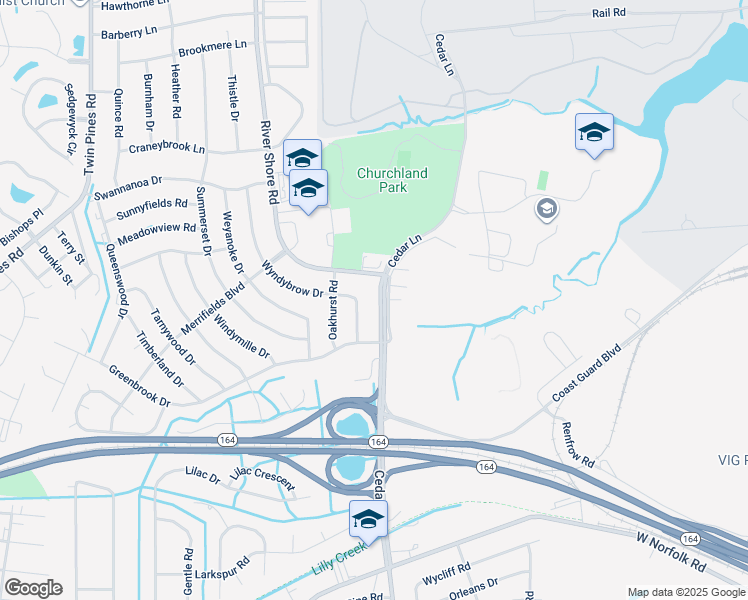 map of restaurants, bars, coffee shops, grocery stores, and more near 4020 Cedar Lane in Portsmouth