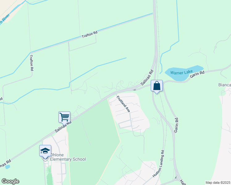 map of restaurants, bars, coffee shops, grocery stores, and more near Salinas Road & Fruitland Avenue in Watsonville