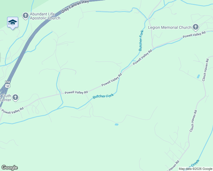 map of restaurants, bars, coffee shops, grocery stores, and more near 4540 Powell Valley Road in Big Stone Gap