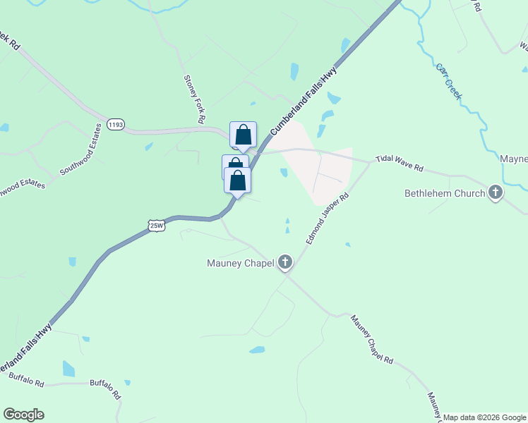 map of restaurants, bars, coffee shops, grocery stores, and more near 7205 Cumberland Falls Highway in Corbin