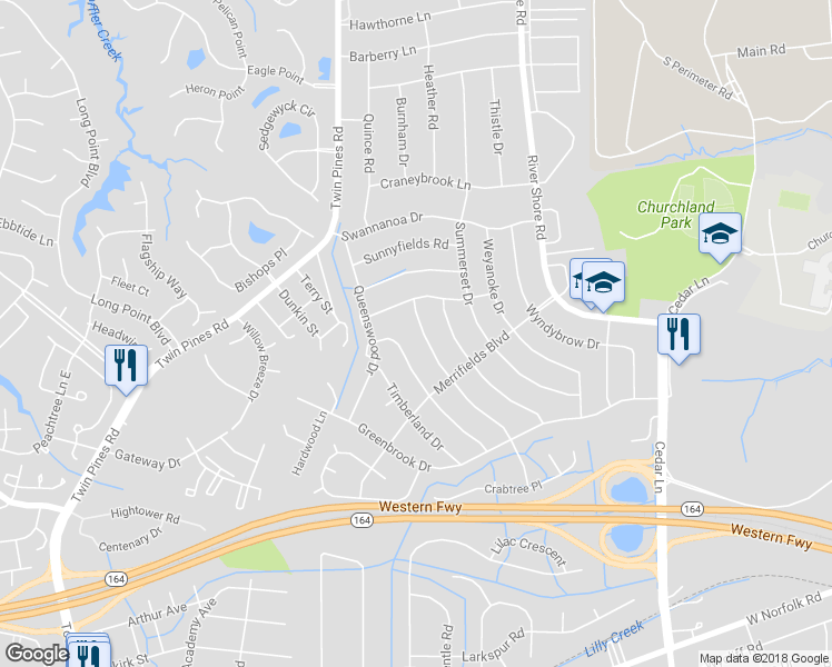 map of restaurants, bars, coffee shops, grocery stores, and more near 4112 Forresthills Drive in Portsmouth