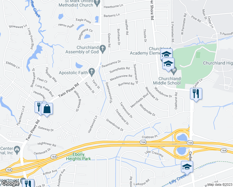 map of restaurants, bars, coffee shops, grocery stores, and more near 4117 Tarnywood Drive in Portsmouth