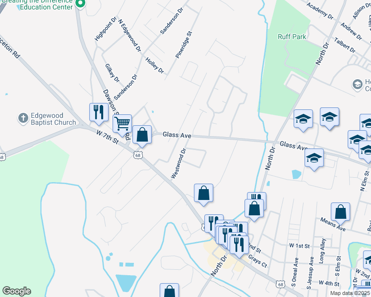 map of restaurants, bars, coffee shops, grocery stores, and more near 199 Boxwood Drive in Hopkinsville