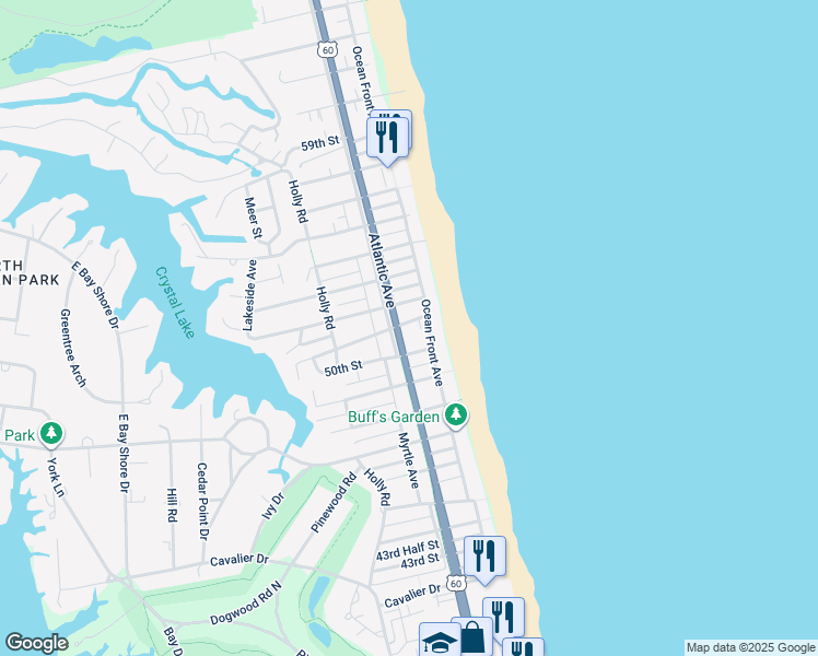 map of restaurants, bars, coffee shops, grocery stores, and more near 114 51st Street in Virginia Beach