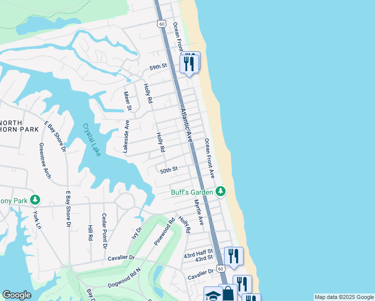 map of restaurants, bars, coffee shops, grocery stores, and more near 5100 Atlantic Avenue in Virginia Beach