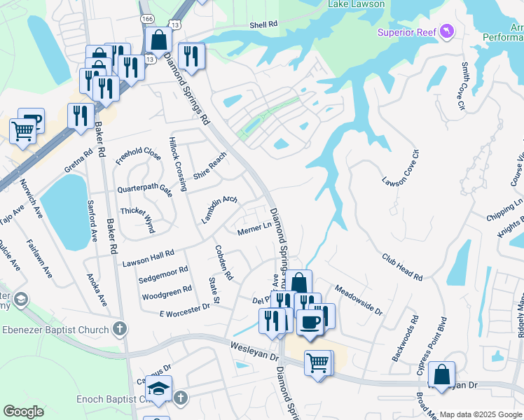 map of restaurants, bars, coffee shops, grocery stores, and more near 1009 Parish Turn Court in Virginia Beach