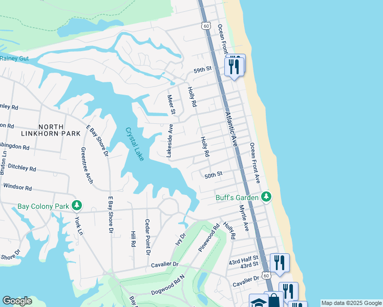 map of restaurants, bars, coffee shops, grocery stores, and more near 306 53rd Street in Virginia Beach
