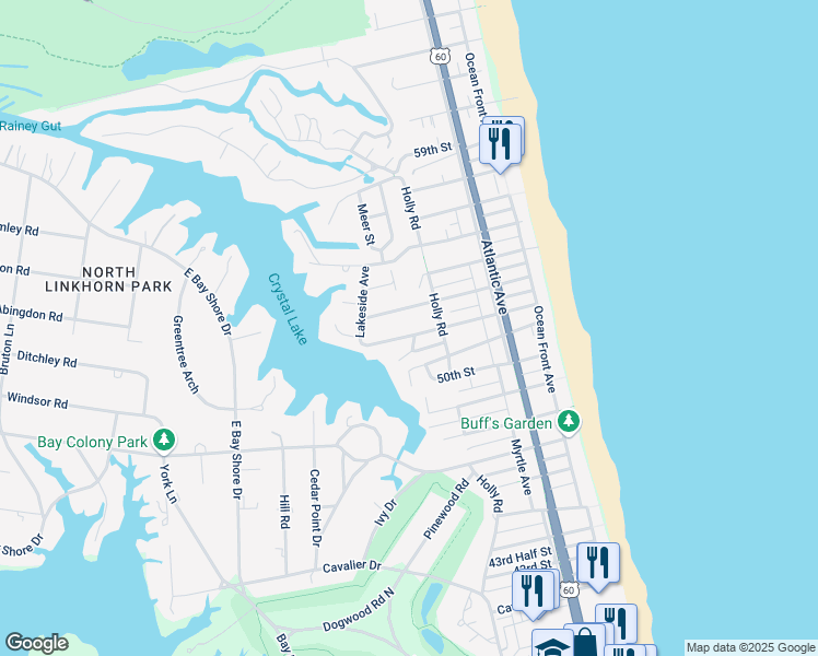 map of restaurants, bars, coffee shops, grocery stores, and more near 306 53rd Street in Virginia Beach