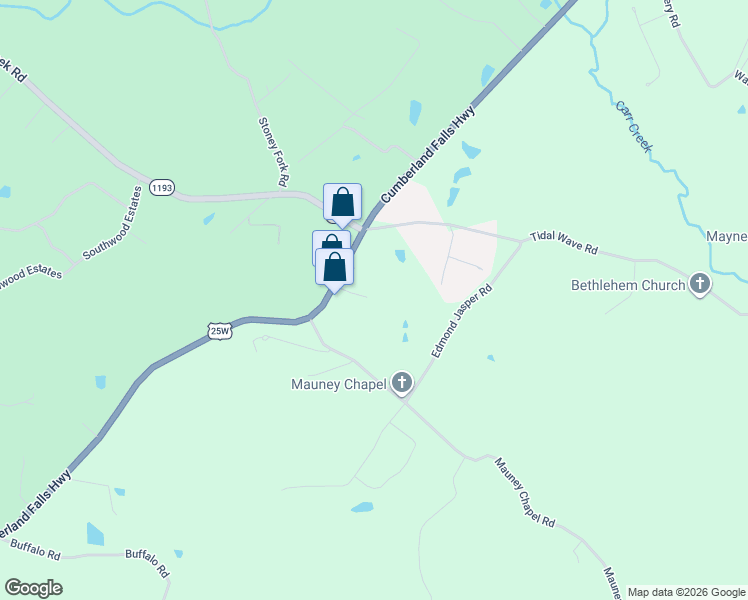 map of restaurants, bars, coffee shops, grocery stores, and more near 7205 Cumberland Falls Highway in Corbin