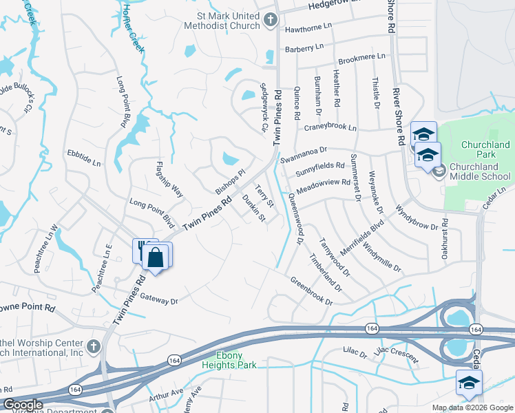 map of restaurants, bars, coffee shops, grocery stores, and more near 5722 Dunkin Street in Portsmouth