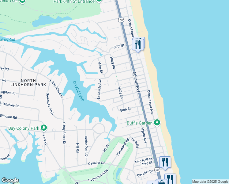 map of restaurants, bars, coffee shops, grocery stores, and more near 306 53rd Street in Virginia Beach