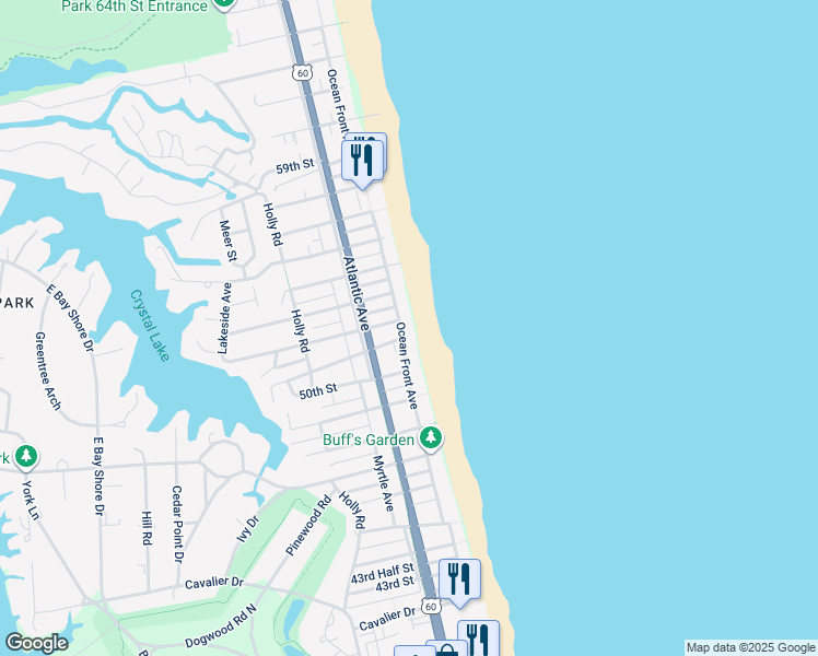 map of restaurants, bars, coffee shops, grocery stores, and more near 202 22nd Street in Virginia Beach