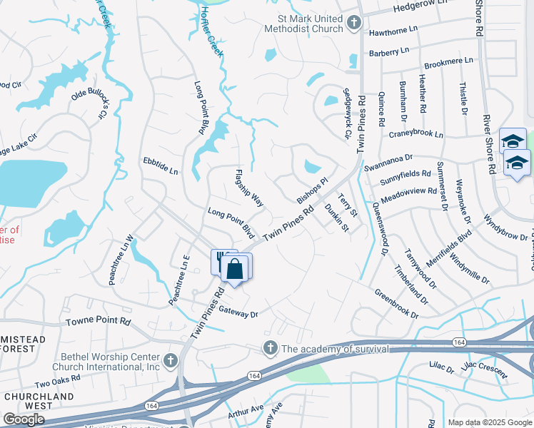 map of restaurants, bars, coffee shops, grocery stores, and more near 4013 Clipper Lane in Portsmouth