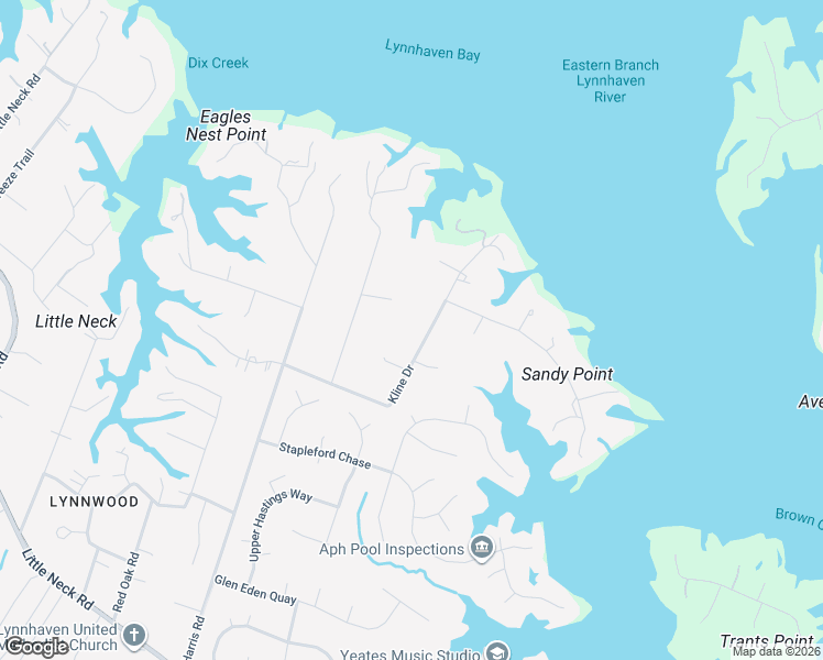 map of restaurants, bars, coffee shops, grocery stores, and more near 3132 Kline Drive in Virginia Beach
