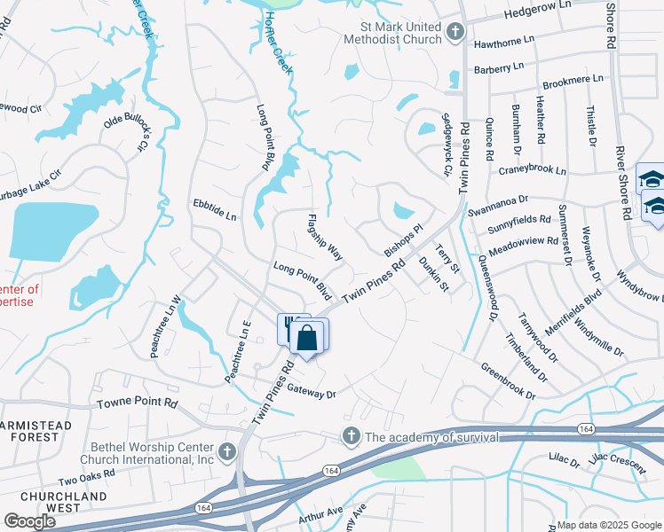 map of restaurants, bars, coffee shops, grocery stores, and more near 4008 Clipper Ln in Portsmouth