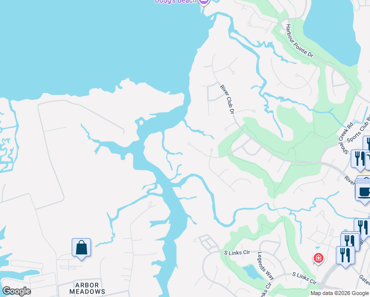 map of restaurants, bars, coffee shops, grocery stores, and more near 5233 Rockport Landing in Suffolk