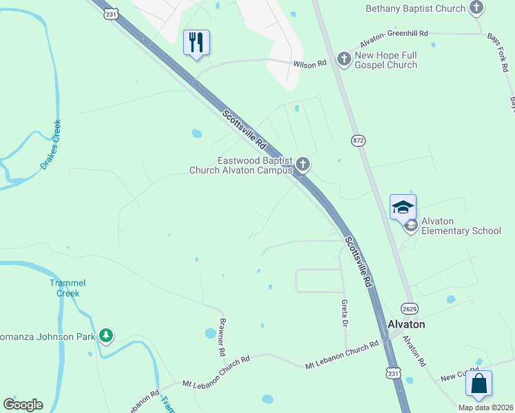 map of restaurants, bars, coffee shops, grocery stores, and more near 2-98 Sumner Avenue in Alvaton