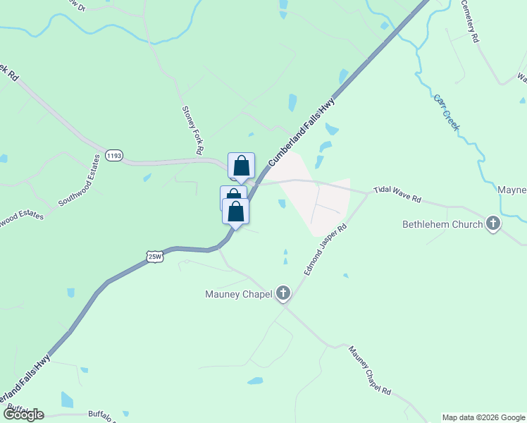 map of restaurants, bars, coffee shops, grocery stores, and more near 7205 Cumberland Falls Highway in Corbin