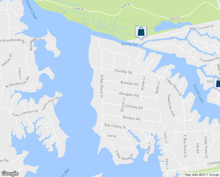 map of restaurants, bars, coffee shops, grocery stores, and more near 1125 Brandon Road in Virginia Beach