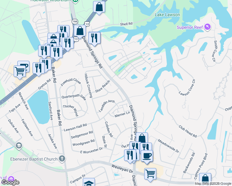 map of restaurants, bars, coffee shops, grocery stores, and more near 1004 Trappings Wynd in Virginia Beach