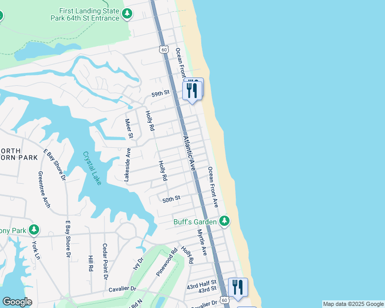 map of restaurants, bars, coffee shops, grocery stores, and more near 5307 U.S. 60 in Virginia Beach
