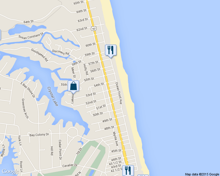 map of restaurants, bars, coffee shops, grocery stores, and more near 5307 U.S. 60 in Virginia Beach