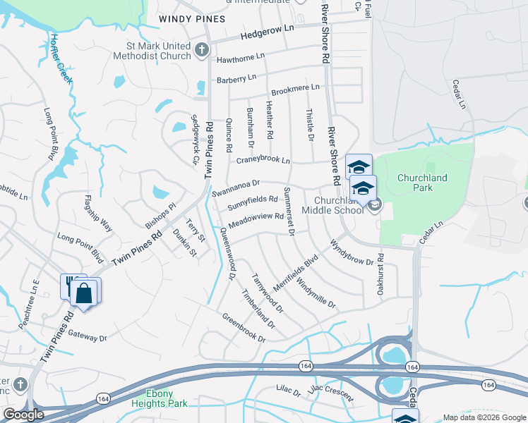 map of restaurants, bars, coffee shops, grocery stores, and more near 4120 Meadowview Road in Portsmouth