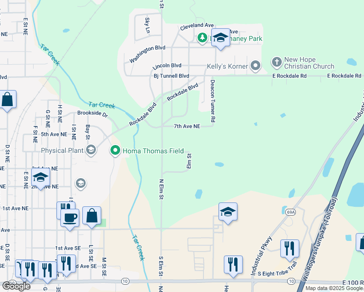 map of restaurants, bars, coffee shops, grocery stores, and more near 600 North Elm Street in Miami