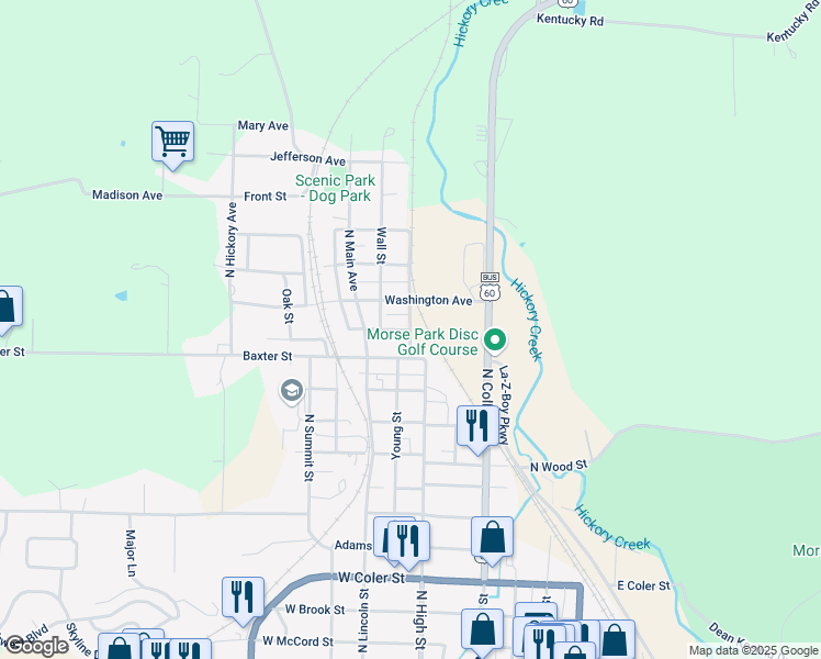 map of restaurants, bars, coffee shops, grocery stores, and more near 401 Grant Avenue in Neosho