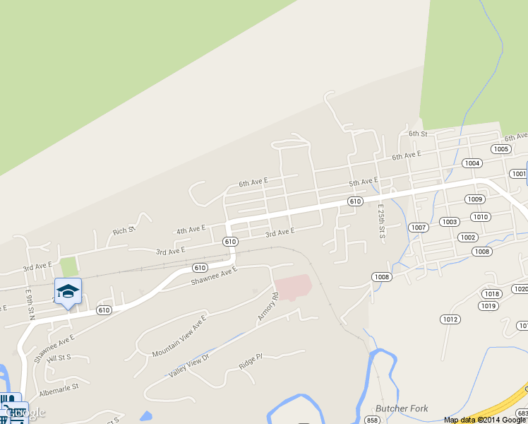 map of restaurants, bars, coffee shops, grocery stores, and more near 2021 4th Ave E in Big Stone Gap