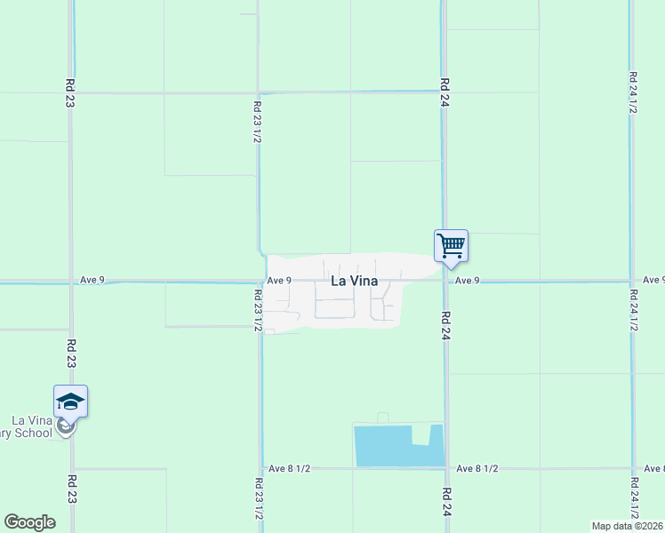 map of restaurants, bars, coffee shops, grocery stores, and more near 23683 Avenue 9 in Madera