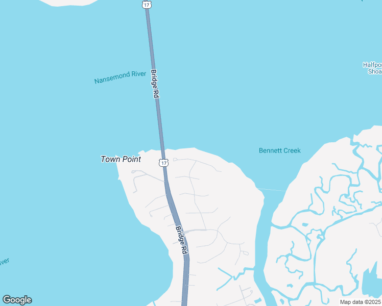 map of restaurants, bars, coffee shops, grocery stores, and more near 109 Riverside Drive in Suffolk