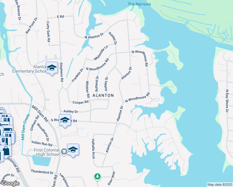 map of restaurants, bars, coffee shops, grocery stores, and more near 1409 Alanton Drive in Virginia Beach