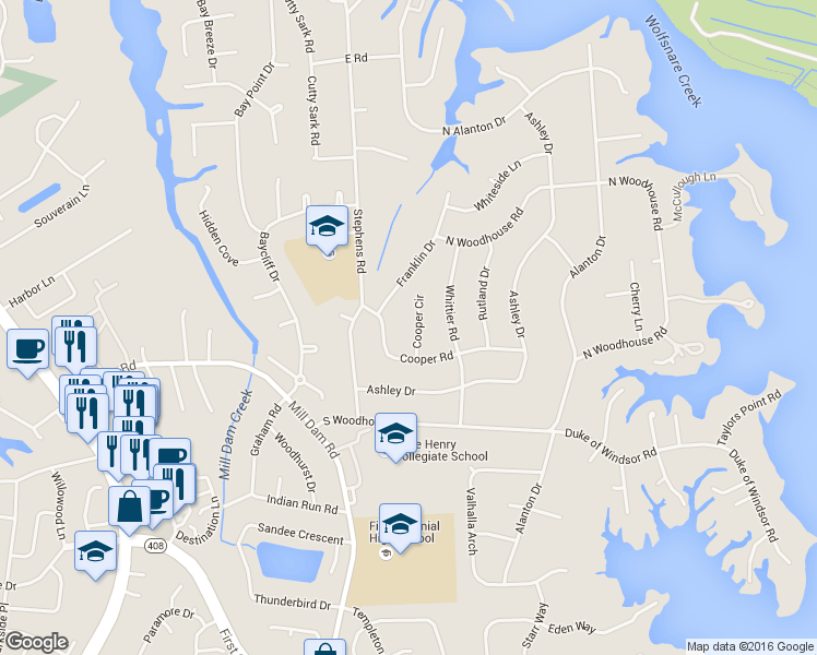 map of restaurants, bars, coffee shops, grocery stores, and more near 1409 Cooper Circle in Virginia Beach