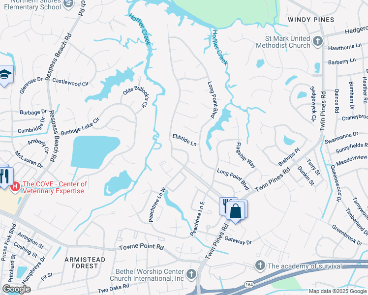 map of restaurants, bars, coffee shops, grocery stores, and more near 4017 Ketch Drive in Portsmouth