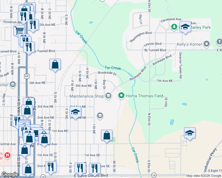 map of restaurants, bars, coffee shops, grocery stores, and more near 402 Rockdale Boulevard in Miami
