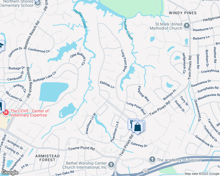 map of restaurants, bars, coffee shops, grocery stores, and more near 4008 Ebbtide Lane in Portsmouth