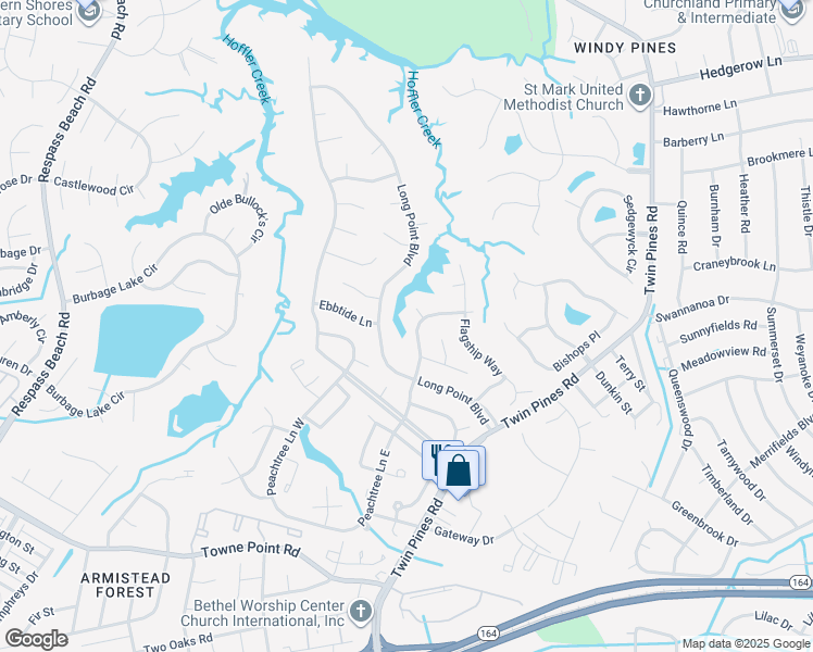 map of restaurants, bars, coffee shops, grocery stores, and more near 4013 Breakwater Drive in Portsmouth