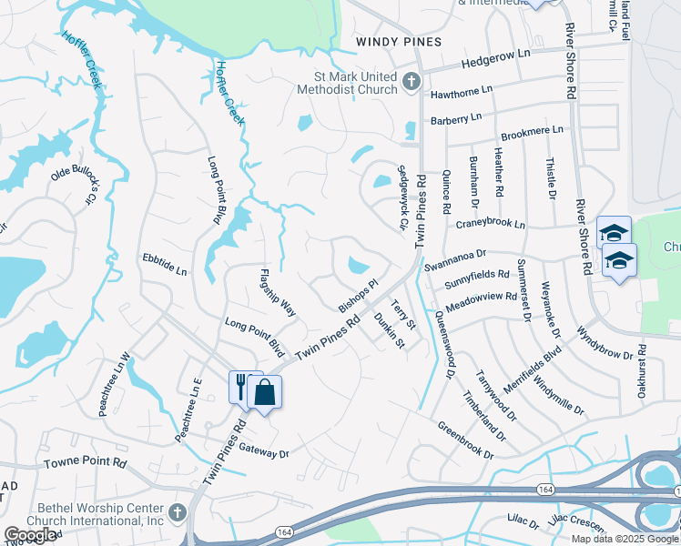 map of restaurants, bars, coffee shops, grocery stores, and more near 5920 Hampshire Green Street in Portsmouth