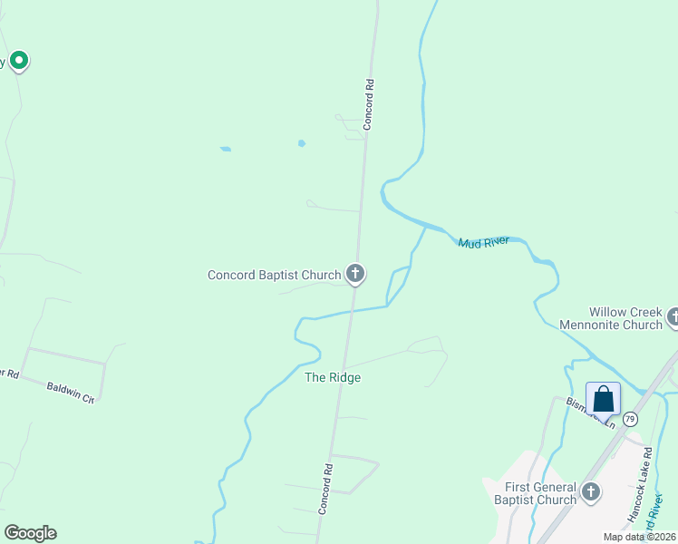 map of restaurants, bars, coffee shops, grocery stores, and more near 1569 Concord Road in Russellville